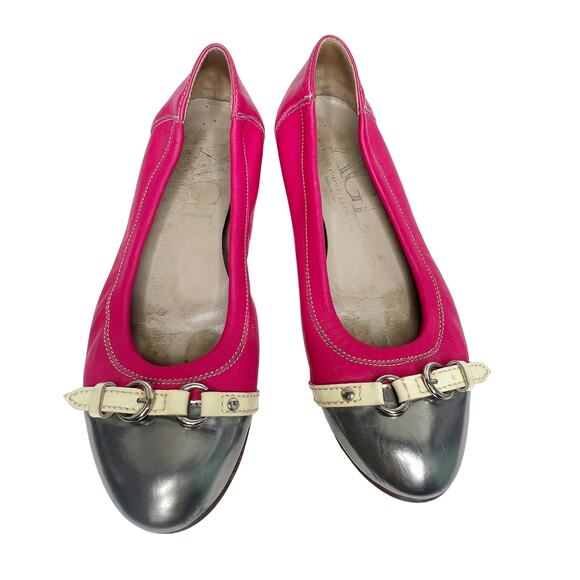 AGL ATTILIO GIUSTI LEOMBRUNI Ballet Flats Slip-On Leather Pink Silver Size EU 37 - Picture 2 of 8